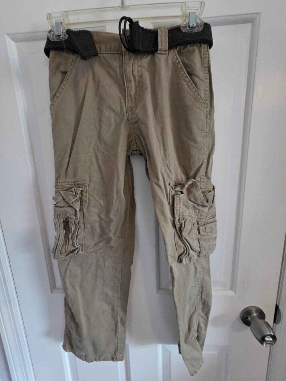 Wrangler Tan Beige Khaki Cargo Pants Youth Boys size 10 Regular Adjustable Waist